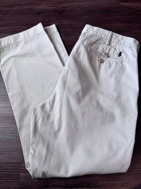 Polo Ralph Lauren Mens Chino Pants Tan Classic Fit 36x32 Flat Front Khaki Golf